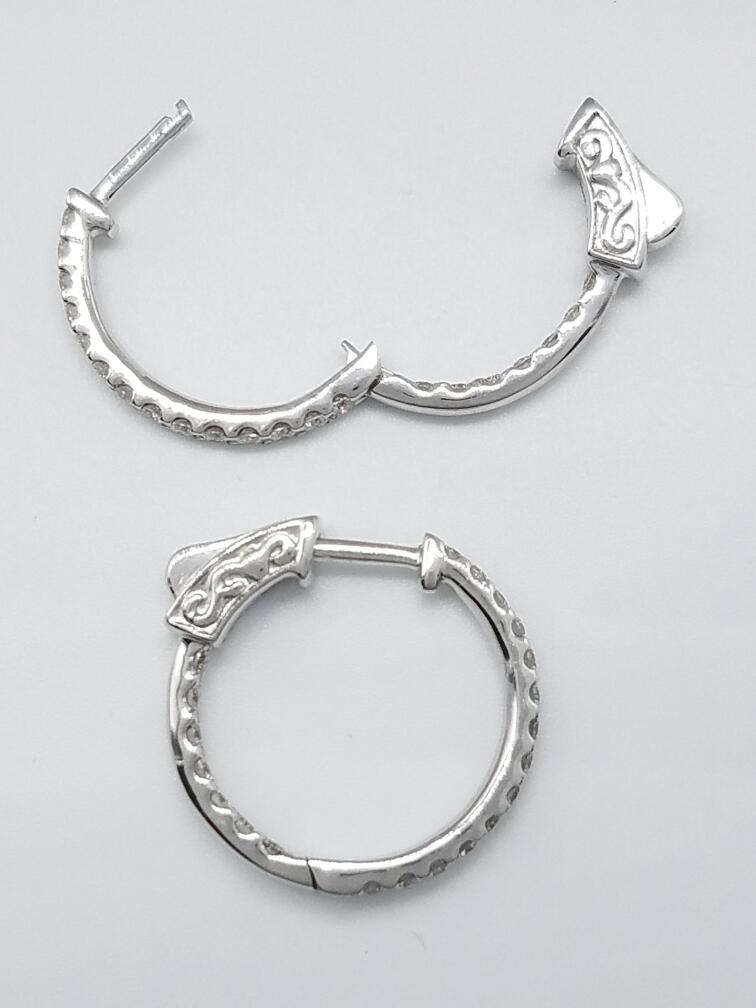 14K White Gold Hoop Earrings