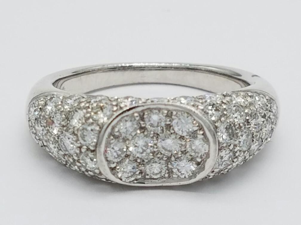 Platinum-Diamond Ring Guard 52 Diamonds 1.56 Carat T.W. 950 Platinum