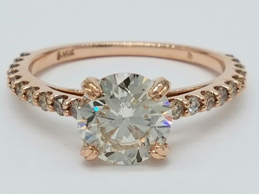 14K Rose Gold Engagement Ring 21 Diamonds 2.05 Carat T.W. Size 7