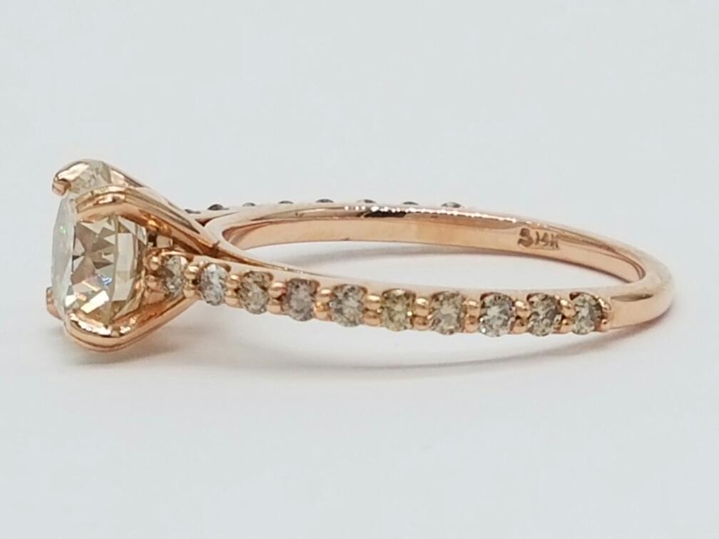 14K Rose Gold Engagement Ring 21 Diamonds 2.05 Carat T.W. Size 7