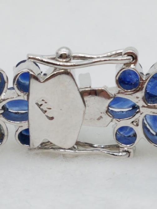 925 Silver with 100 Blue Sapphires Gemstones Bracelet 7
