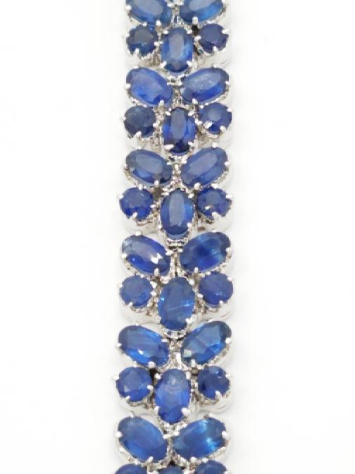 925 Silver with 100 Blue Sapphires Gemstones Bracelet 7