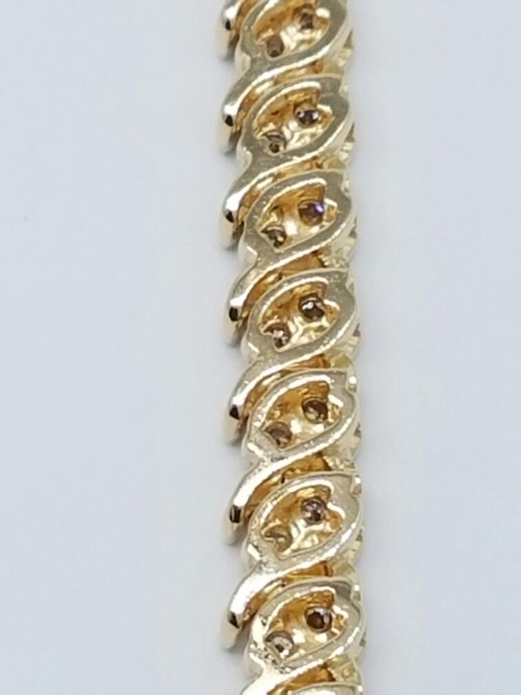 14K Yellow Gold Diamond Tennis Bracelet Size 7''