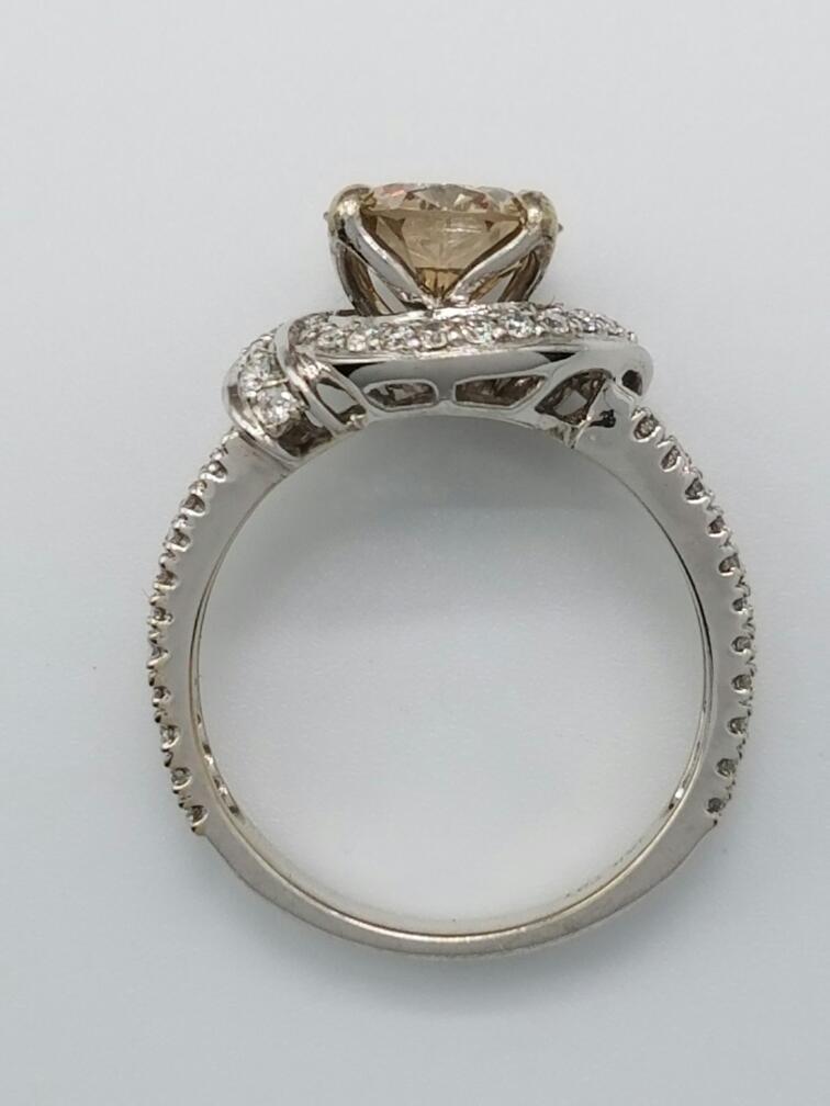 14K White Gold Engagement Ring 73 Diamonds 2.48 Carat T.W. Size 6.5