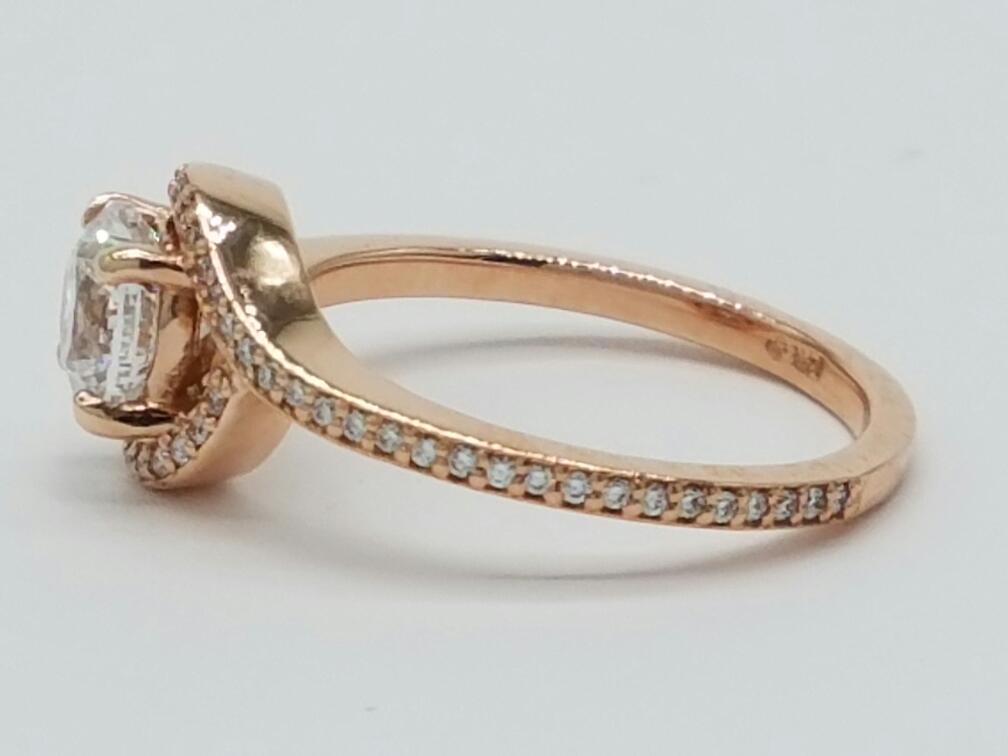 14K Rose Gold Engagement Ring 63 Diamonds 1.24 Carat T.W. Size 7