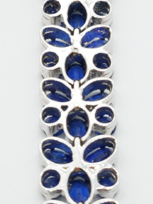 925 Silver with 100 Blue Sapphires Gemstones Bracelet 7" Long