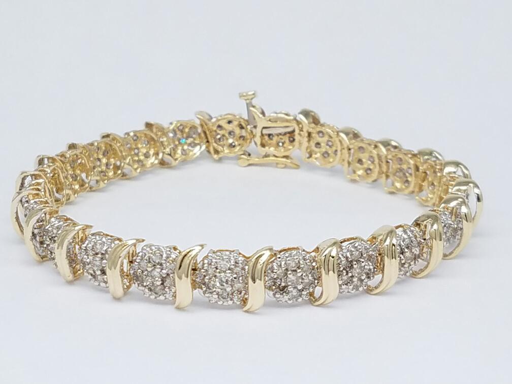 14K Two-Tone Gold Diamond Tennis Bracelet 7" Long