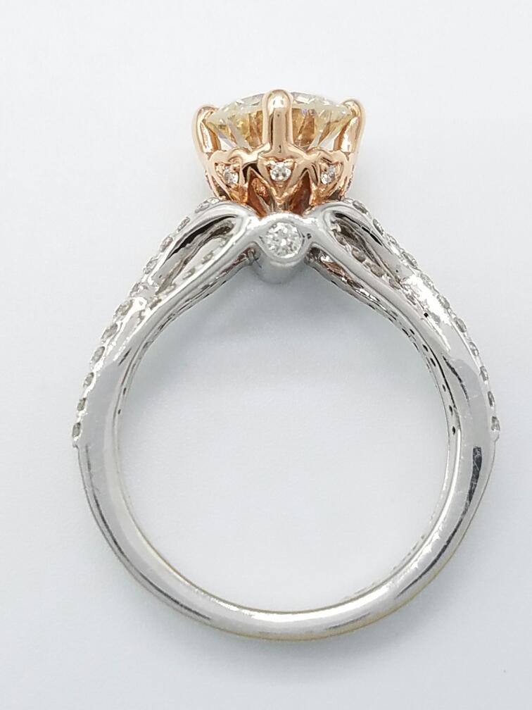 14K Two Tone Gold Diamond Engagement Ring 2.25 Carat T.W. Size 6.5